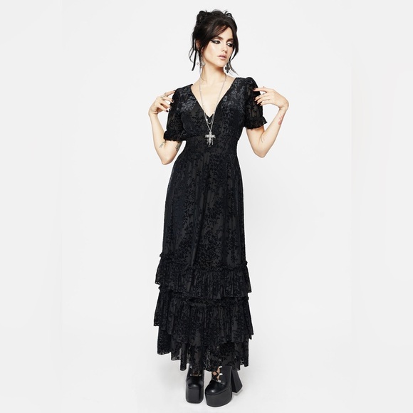 Disturbia Lilias Devoré Tiered Maxi Dress Size US 14 / UK 18 - Picture 5 of 7